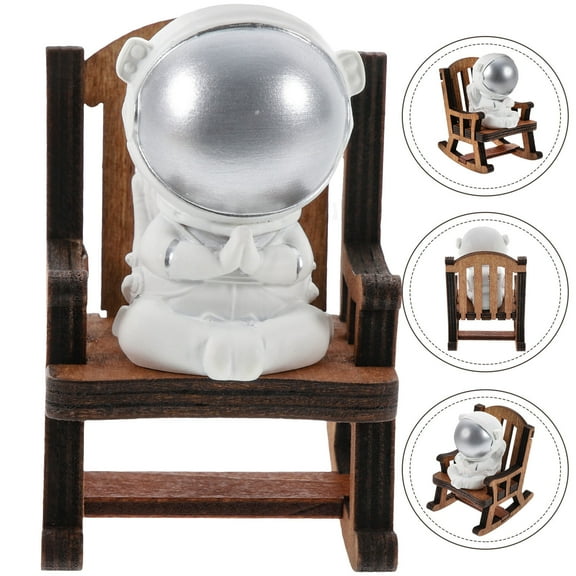 HEMOTON Skeleton Statue Astronaut Sitting Rocking-chair Desk Decoration Office
