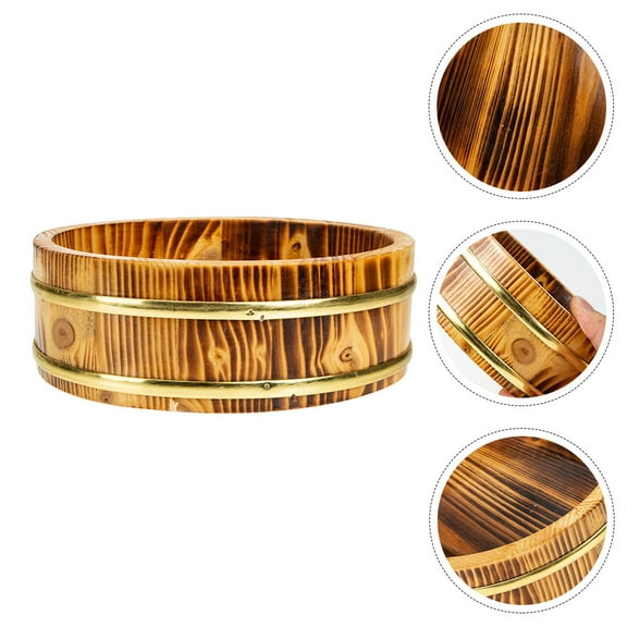 HEMOTON Small Light Brown Sushi Bucket for Storage Made of Synthetic Material Ideal for Home Restaurant and Picnic Use