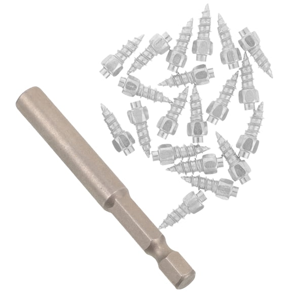 HEMOTON Snow Screw Studs with Installation Tool for Tire 20pcs Silver Steel Anti Skid Nails Suitable for