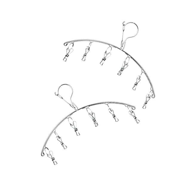 HEMOTON Sock Dryer 2Pcs 40x18x0.5cm Stainless Steel with Clips for Laundry