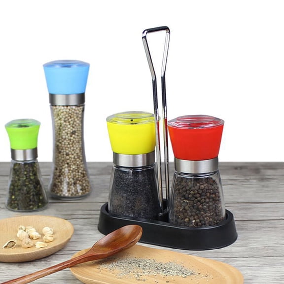 HEMOTON Spice Container Stand Holder Household Seasoning Storage Rack Plate Kitchen Organizer for Cabinet Pantry (2 Bottles Design)