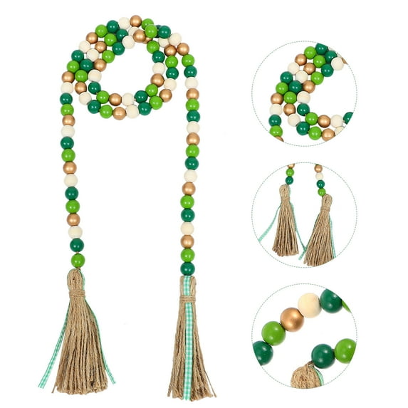 Phenofice Rustic Beads Garland with Tassel Golden Elegant Universal Style 1 Set 59x0.6in