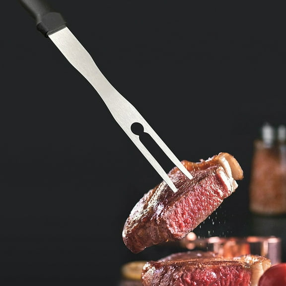 HEMOTON Stainless Steel BBQ Forks with Durable Plastic Handle for Grilling and Camping Kitchen Use 2pcs