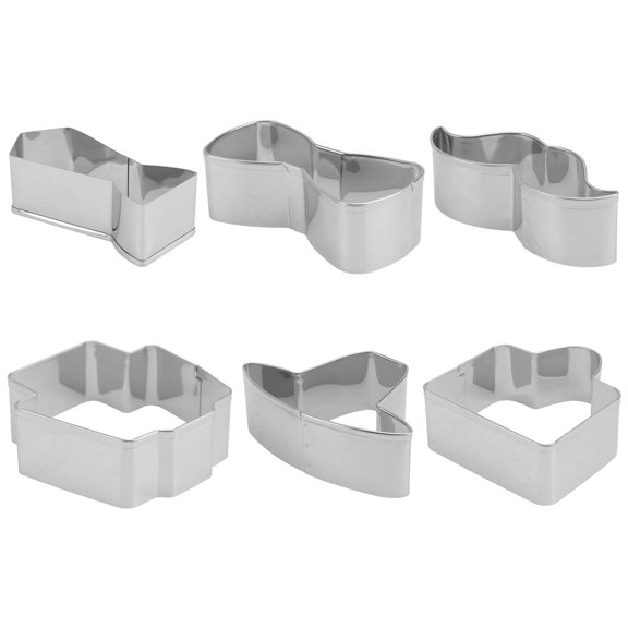 HEMOTON Stainless Steel Cookie Cutters for Kitchen Use 6 Pieces Set with Briefcase Beard Tie Bow Tie Hat Suit