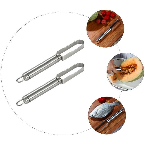 HEMOTON Stainless Steel Fish Scale Scraper Kitchen Gadget with Comfortable Handle Silver 430 Steel