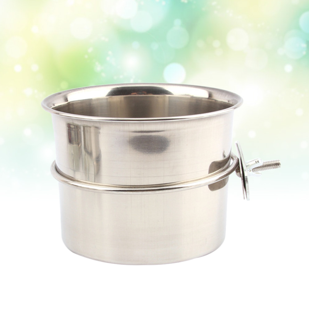 View of HEMOTON Stainless Steel Food Container Macaw Feeder Parrot Bowl ...