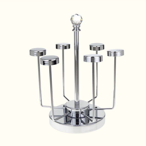HEMOTON Stainless Steel Hanging Wine Glass Holder for Kitchen with Upside Down Design 6 Cups Storage Tool