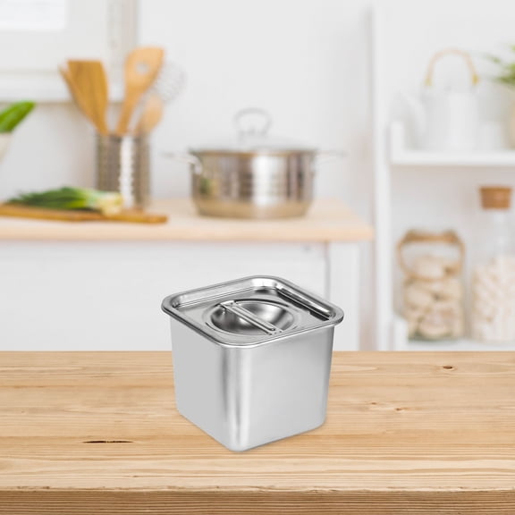 HEMOTON Stainless Steel Oil Pot Lid Replacement Seasoning Pot Cover Replacement Seasoning Pot Cover Kitchen Stainless Steel Seasoning Pot Lid with Handle