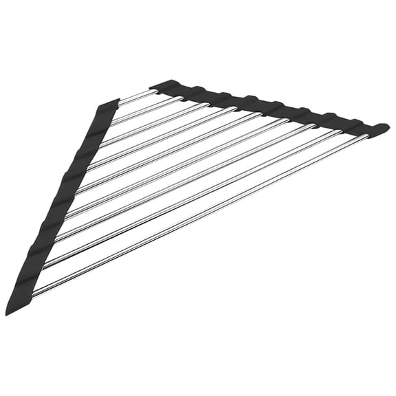 HEMOTON Stainless Steel Rolling-up Drying Rack for Kitchen Use Black Triangle Plate 7.5 Inches
