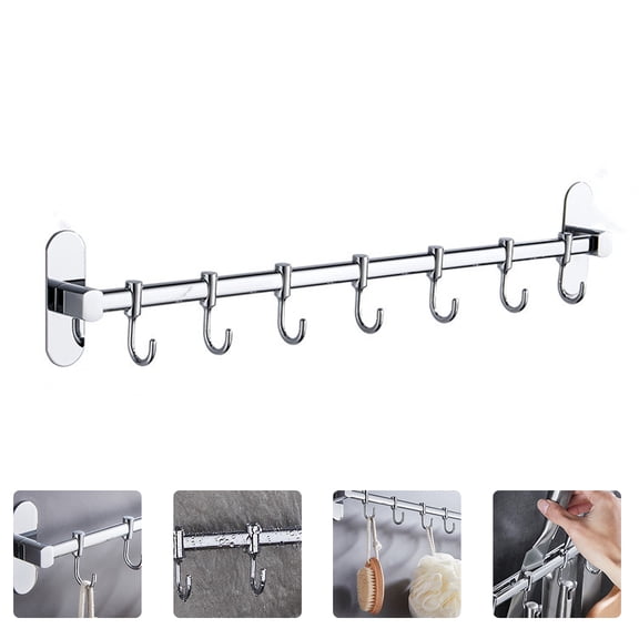 HEMOTON Stainless Steel Wall Mounted Storage Hook for Home Silver Movable Design 1 Pc