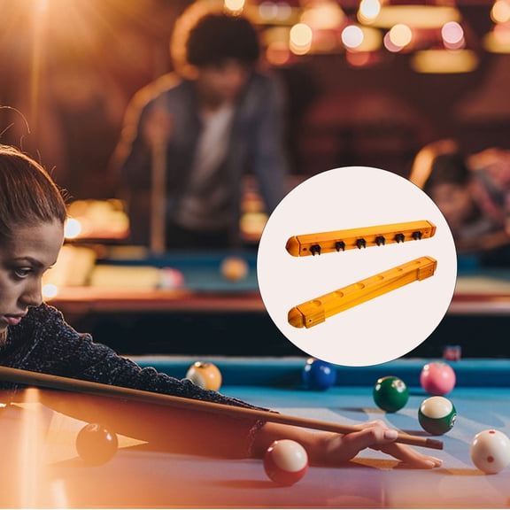 HEMOTON Billiard Rack Stand Pool Cue Organizer 40x6x3CM Yellow Wall Mount Holder for Billiard Room Decor