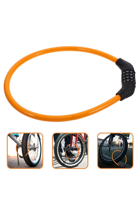 Bike Security Lock Steel Orange For Beach Bag Sports 1Pack 9.4X7.5X0.9In