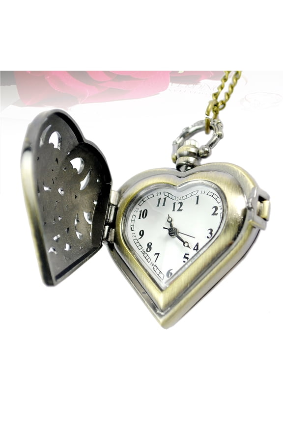 Stylish Heart Shape Pocket Watch for Decoration and Birthday Present Made of Alloy Multi Color