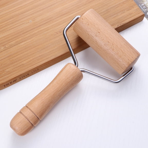 HEMOTON T Shaped Steel Rolling Pin for Kitchen Use Light Brown Nonsticky Surface Easy to Clean 1pcs