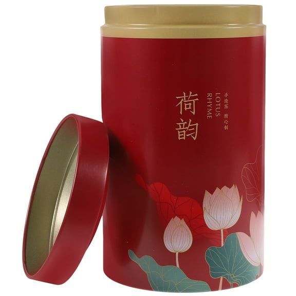 HEMOTON Airtight Red Tinplate Tea Jar for Storage, Container with Lid for Tea Leaves and Coffee Beans, Large Capacity