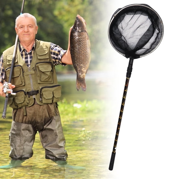 HEMOTON Telescopic Fishing Net with Aluminium Alloy Pole Lightweight Durable Fishing Tool for Fishing Use Assorted Color 1.7m