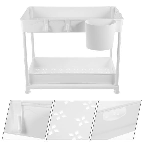 DEEPCRAFF Kitchen Storage Rack Cabinet Pull Out Under Counter Organizer White ABS 1Pcs
