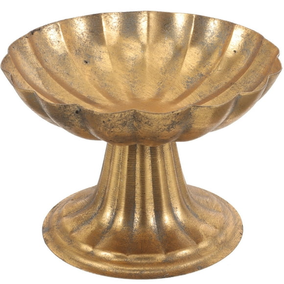 HEMOTON Golden Metal Offering Plate for Decoration with Unique Patterns and Fine Craftsmanship 6.5 x 0.8 inches
