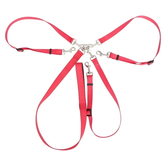 HEMOTON Three Heads Coupler Adjustable Dog Puppy Pet Puppy Training Obedience Lead Leash (Red)