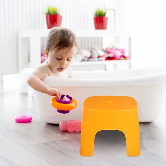 SOPOTUTU Yellow PVC Toddler Step Stool with Nonslip and Stable Design for Kids Safety