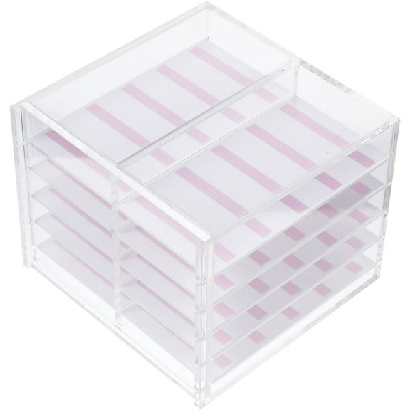 HEMOTON Transparent Acrylic Nail Art Storage Box for Organizing and Display with 10 Compartments 6.3x3.1x2.8 inches