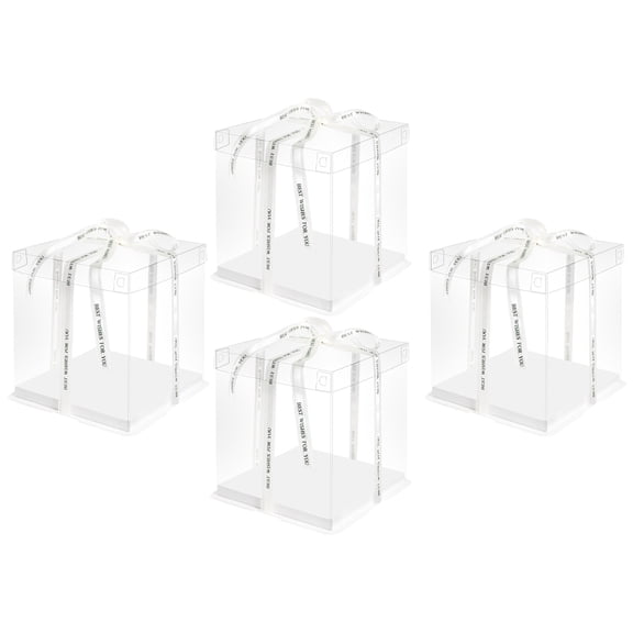 DEEPCRAFF Cake Packaging Box Pet 4Pcs Square Design