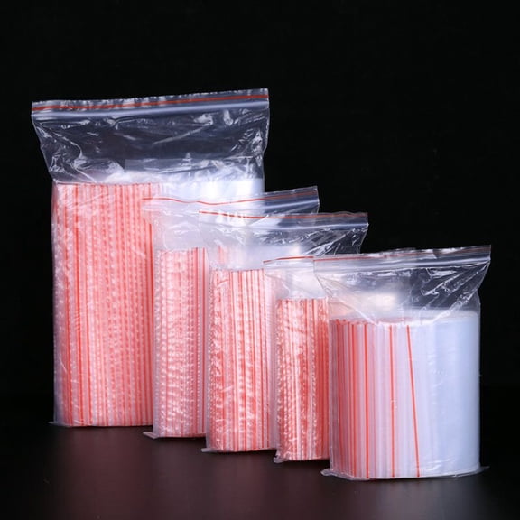 ORDDIART 100Pcs Plastic Sealed Bags Zipper Sealing Reclosable Transparent Dispenser Bags