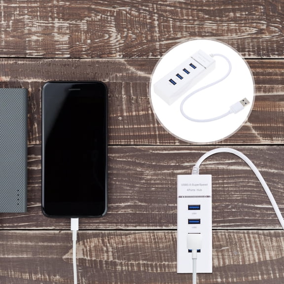 HEMOTON USB 3.0 Hub with 4 Ports for PC Compact White ABS Material Adapter Compatible with USB 1.1 and 3.0