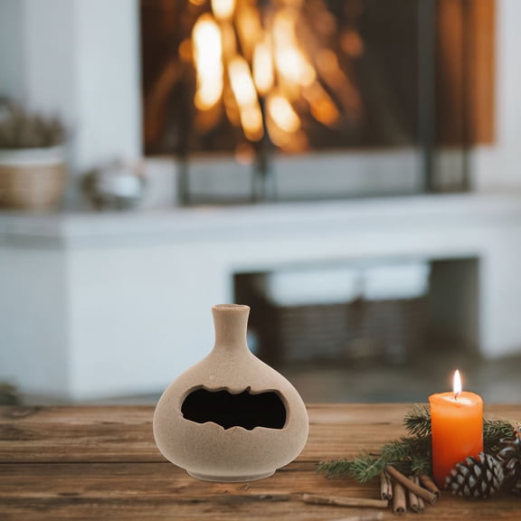 HEMOTON Unique Terracotta Cone Burner Incense Holder For Smudging Ceramic Aesthetic Home Decor Burning Sage Bowl Tabletop Fireplace (Opening style Random)