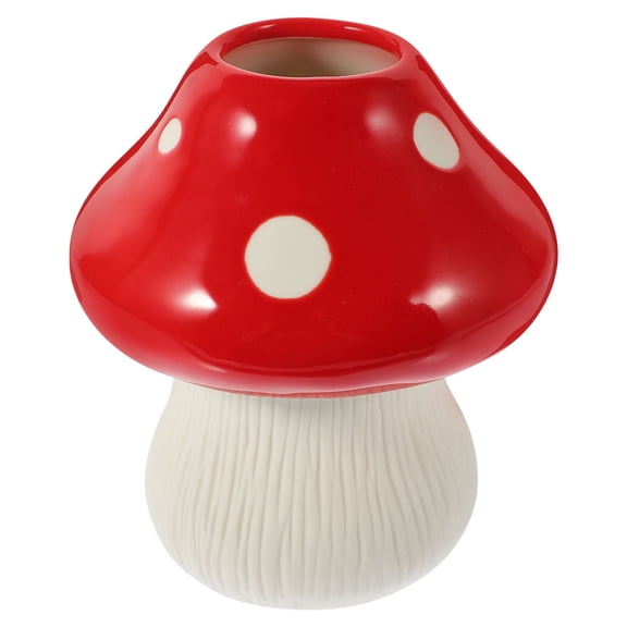 HEMOTON Vase Decor Modern Trendy Aesthetic Mushroom Vases for Flowers Red