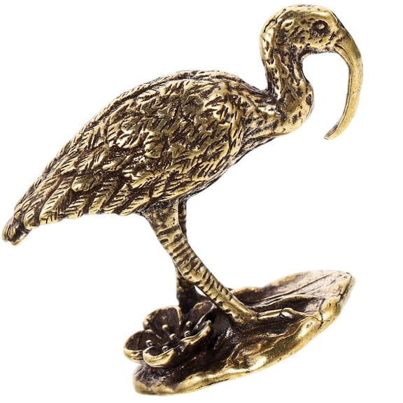 HEMOTON Vintage Crane Decoration Miniature Figure Statue Small Golden