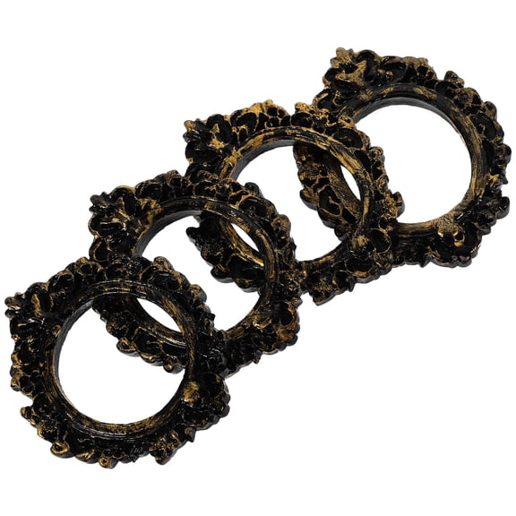 HEMOTON Vintage Golden Resin Photo Frames for Decoration Use 4 Pieces Small Size