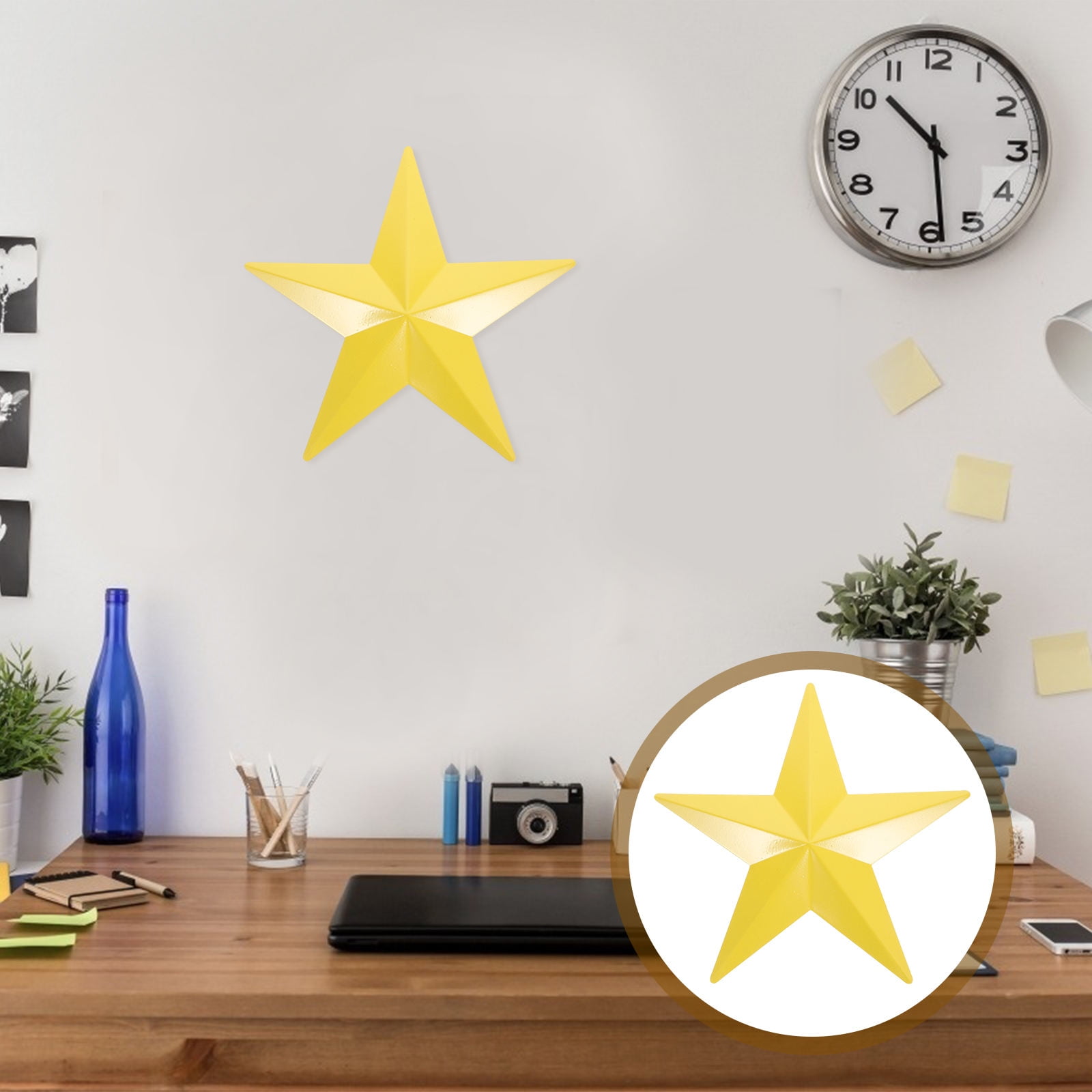 HEMOTON Wall Art Decor European Retro Iron Five-pointed Star Decoration