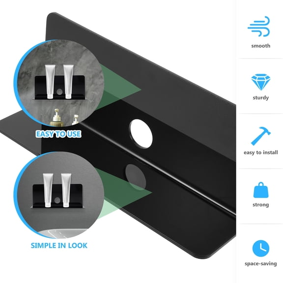 DEEPCRAFF 1Set Wall Mounted Floating Shelf Black Storage Rack for Home and Office