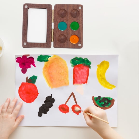 SOPOTUTU Water Color Palette Travel Friendly Portable Black Walnut Wood 1Set