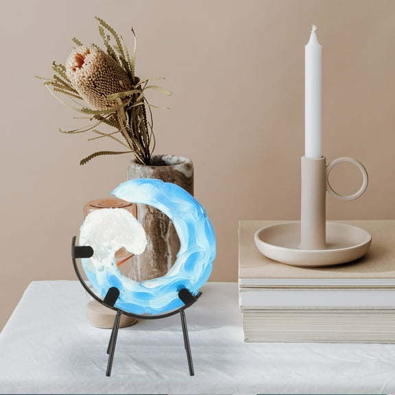 HEMOTON Handmade Ocean Wave Sculpture Statue with Bracket, Decorative Desktop Ornament for