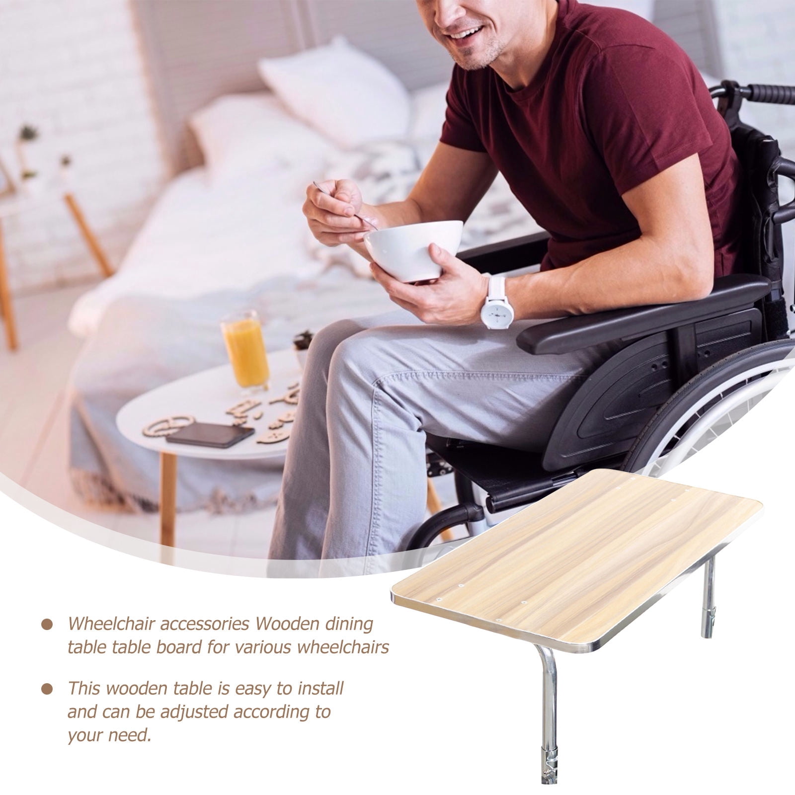 HEMOTON Wheelchair Lap Tray Table Board Elder 57X30CM Coffee - Walmart.com