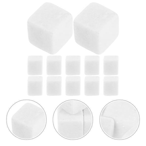 HEMOTON White Marble Beverage Cooling Stones for Home Use Reusable Whiskey Accessories 12pcs