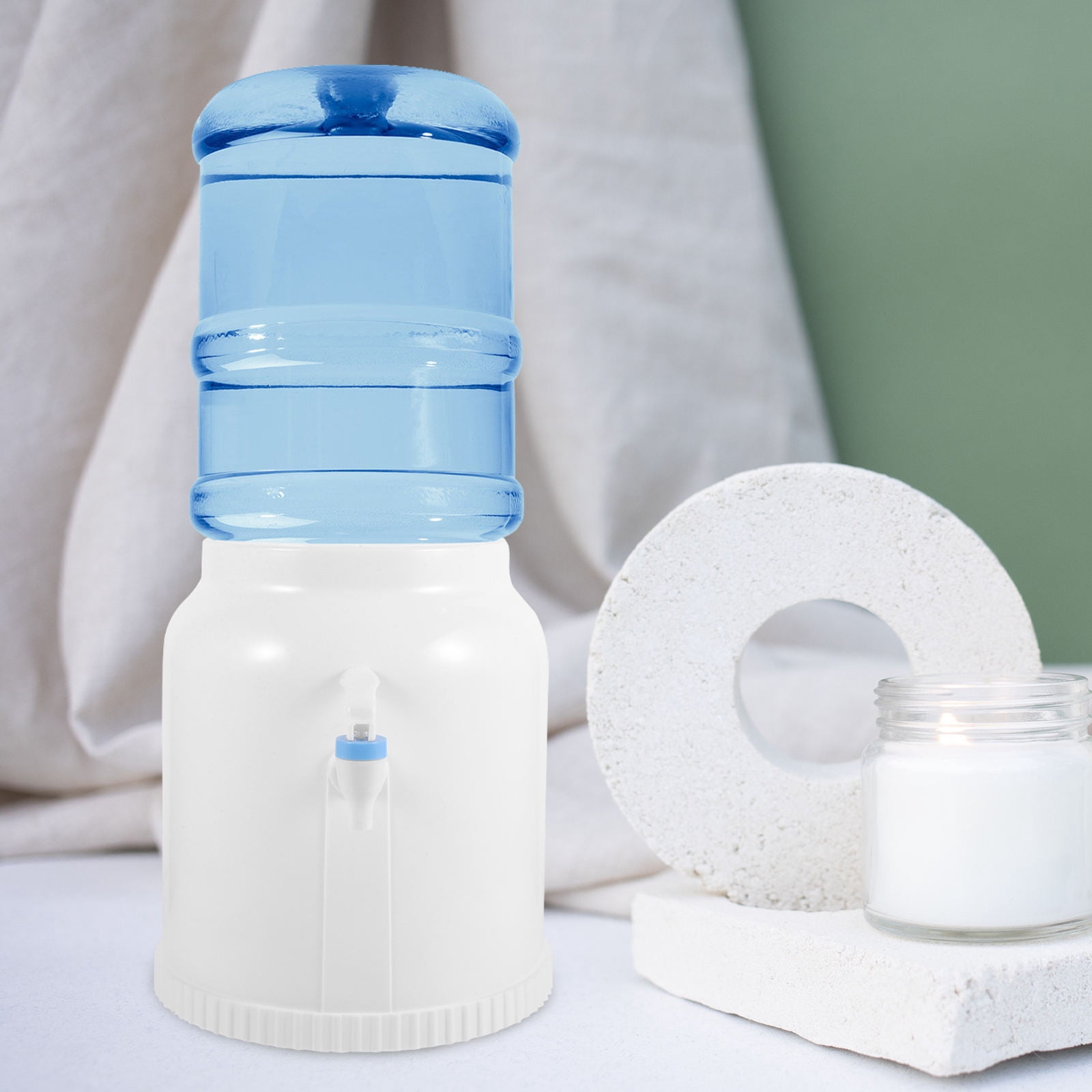HEMOTON White Mini Water Dispenser for Desk Made of Plastic Holds Bottled Water 2.5L Ideal for Office Use