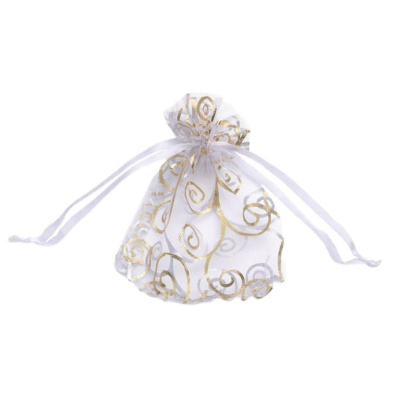 HEMOTON White Organza Gift Bags with Drawstring for Candy Storage and Small Gifts 100pcs