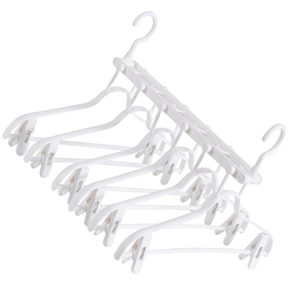 HEMOTON  White Telescopic Hanger Flexible Coat Multi-layer Clothes Rack