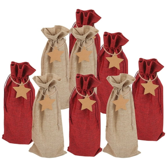 HEMOTON Wine Bottle Bag with Drawstring Closure, Assorted Color Sackcloth Material, Fits Standard Wine Bottles Perfectly