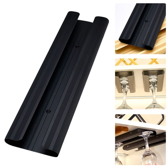 RENACLIPY Kitchen Goblet Rack in Black with Inverted Design to Prevent Dust and Secure Wine Glass Storage