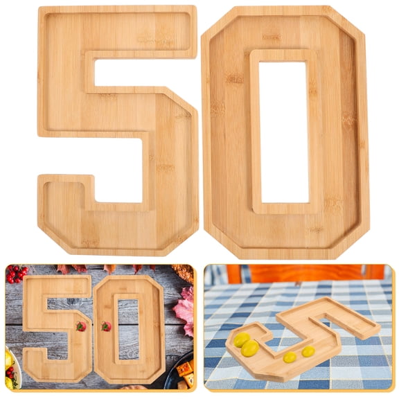 HEMOTON Wood NumberShaped Serving Tray for Storage Light Yellow Wood Material Easy to Clean Large Capacity 7.87 x 7.87 Inches