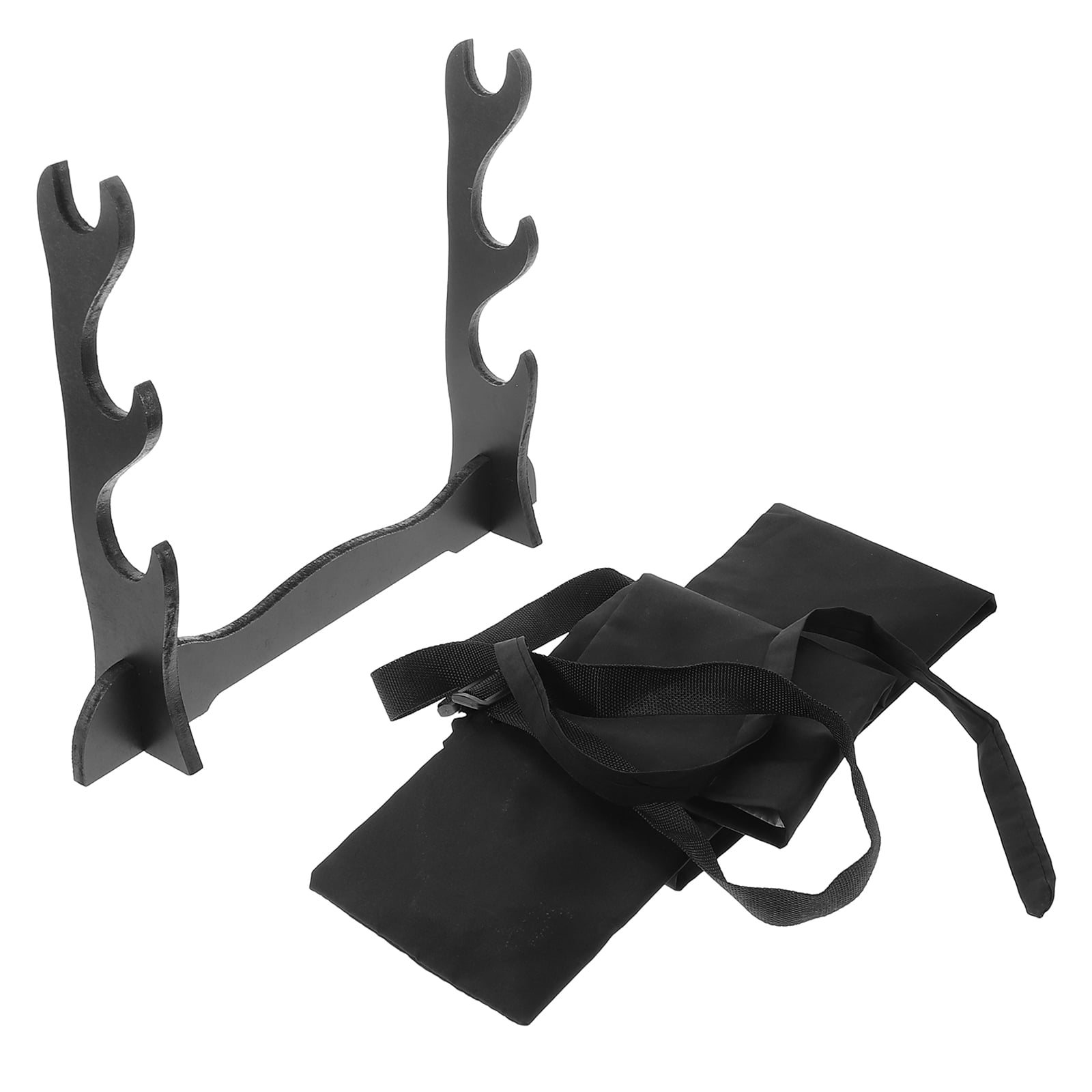 HEMOTON Wood Sword Stand with Black Cloth Bag for Display and Storage ...