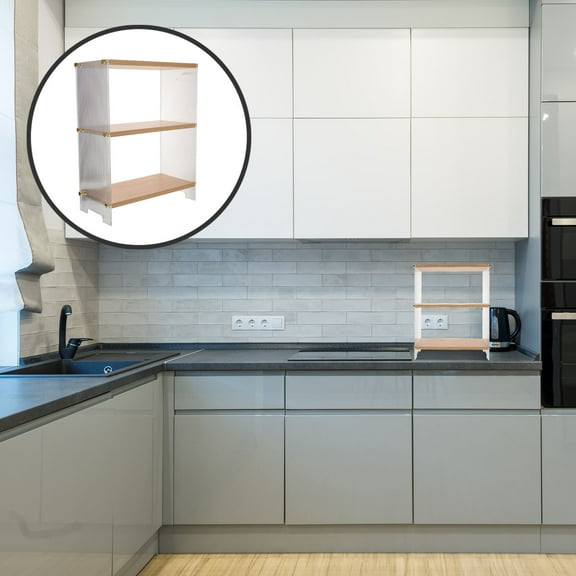 Hytrove Counter Shelf Organizer Wooden Acrylic Display Shelf Transparent 1Pcs 15.72X13.36X5.89in