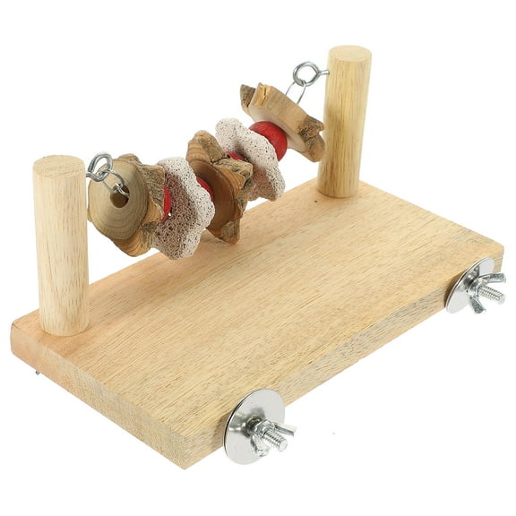 HEMOTON 1 Set Bird Tree Wooden Perch for Pet Owners Chewing and Standing in Beige Color