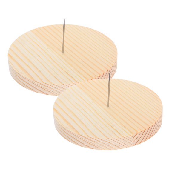 HEMOTON Wooden Display Stand with Metal Needle for Crochet Dolls Stable Light Yellow Base for Home Use Small Size