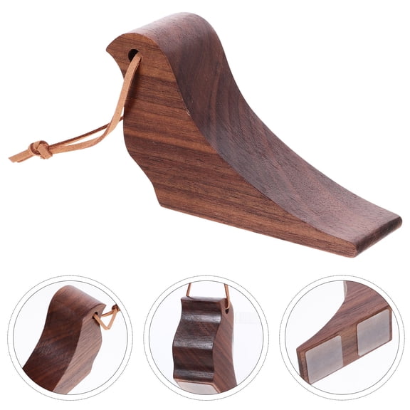 HEMOTON Wooden Door Stopper with Rustic Bird Design for Home Use Protecting Walls from Door Impact Beige