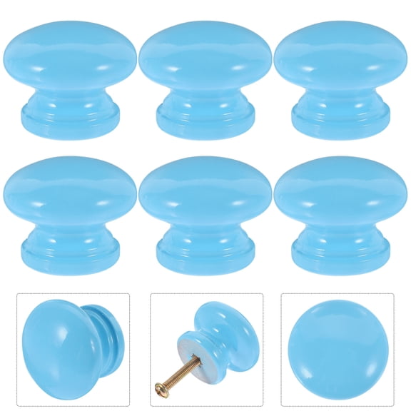 ORDDIART 6pcs Knobs for Cabinets Wood -Blue Furniture Handle For Kids